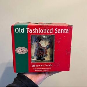 Old fashioned stoneware holiday candle